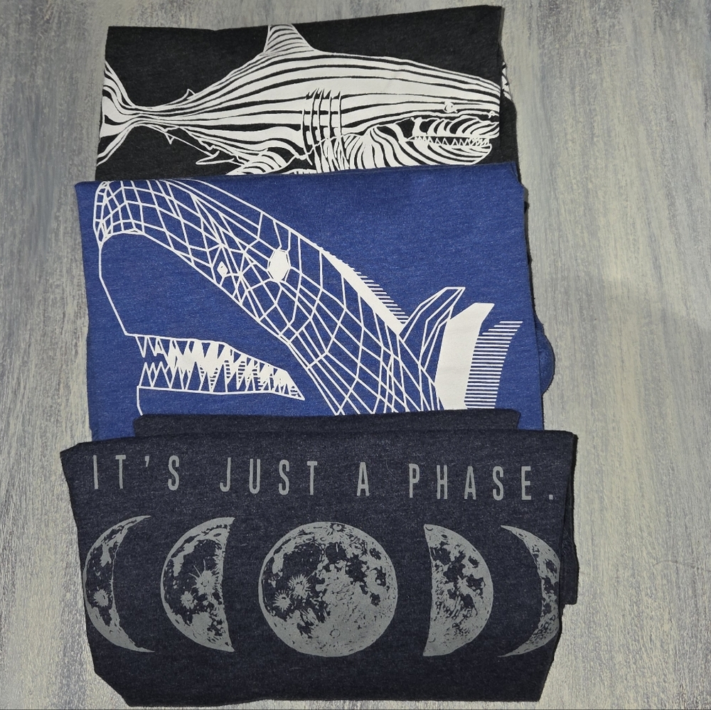 Graphic Shark and Moon Phase T-Shirts Bundle